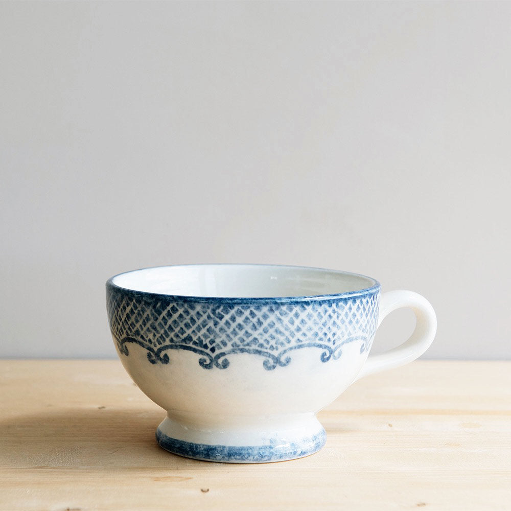 Hand-Painted Round Indigo Ceramic Mug