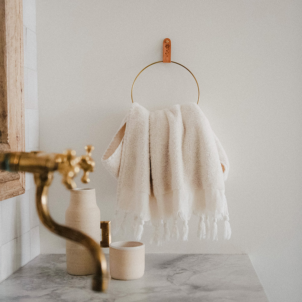 Stamped Leather Loop Towel Ring