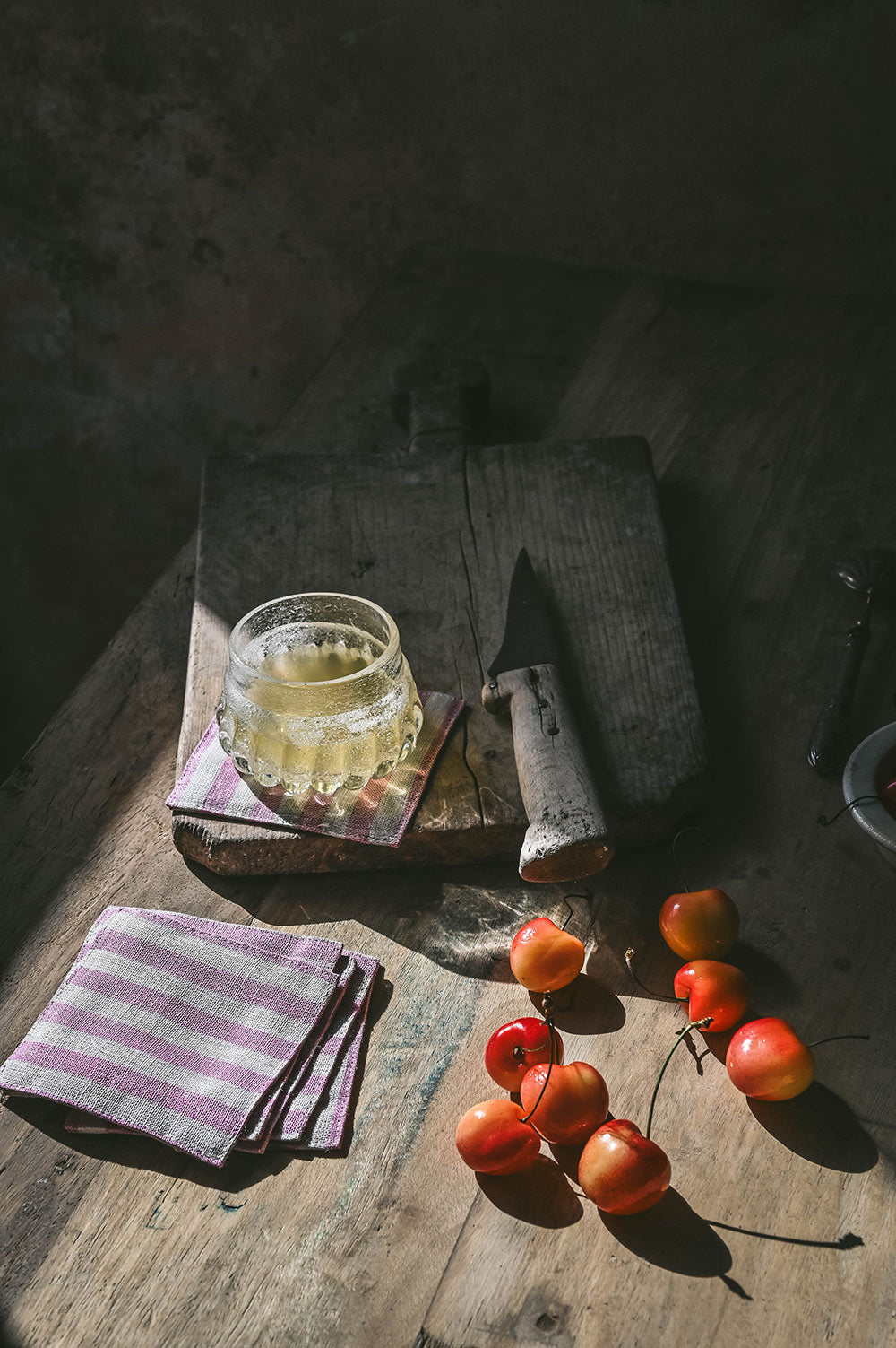 Watermelon Striped Linen Coaster Set