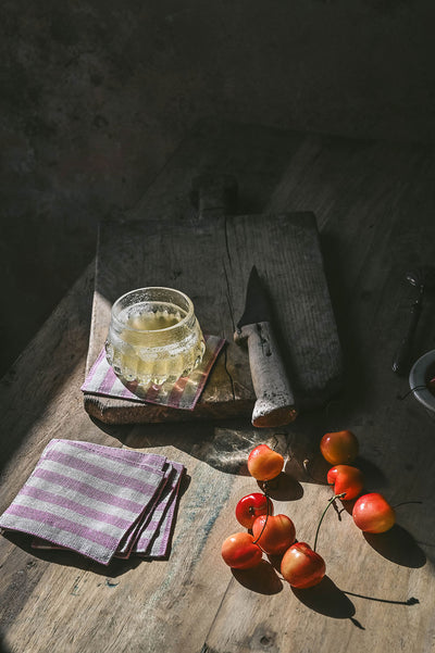 Watermelon Striped Linen Coaster Set
