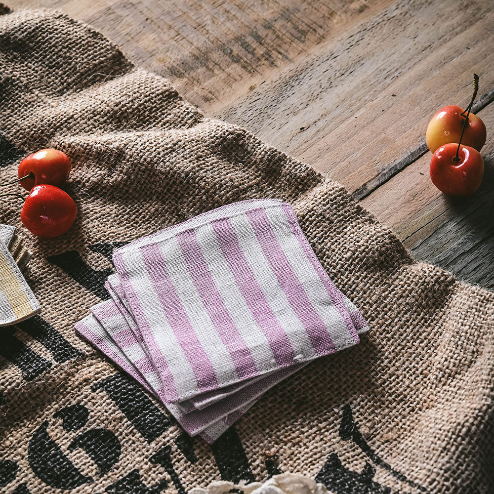 Watermelon Striped Linen Coaster Set