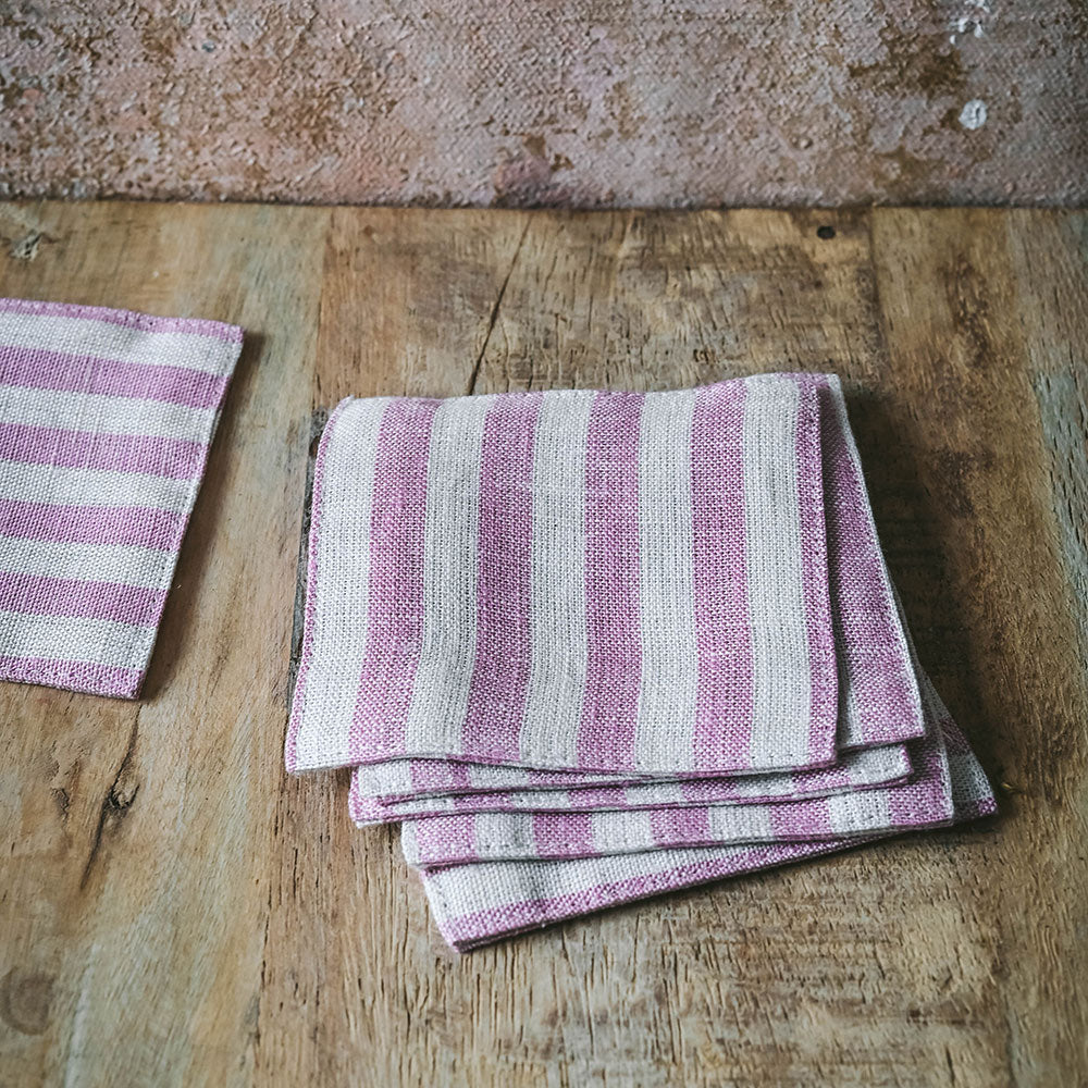 Watermelon Striped Linen Coaster Set