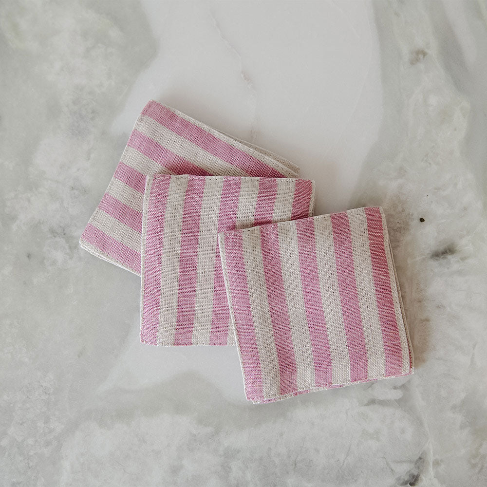 Watermelon Striped Linen Coaster Set