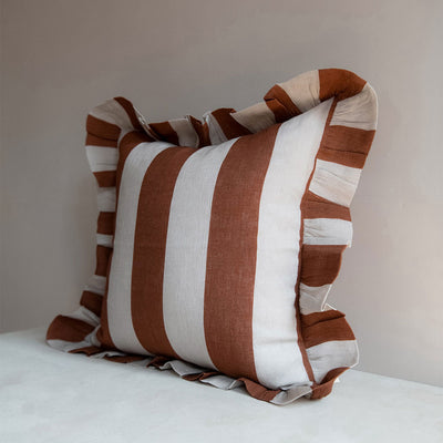 Linen Pillow Cover - Cinnamon Stripe