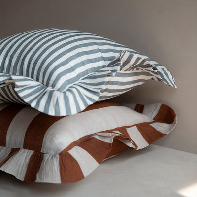 Linen Pillow Cover - Cinnamon Stripe