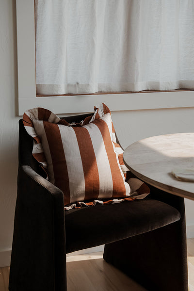 Linen Pillow Cover - Cinnamon Stripe