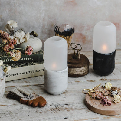 Marble & Frosted Glass Candle Holder