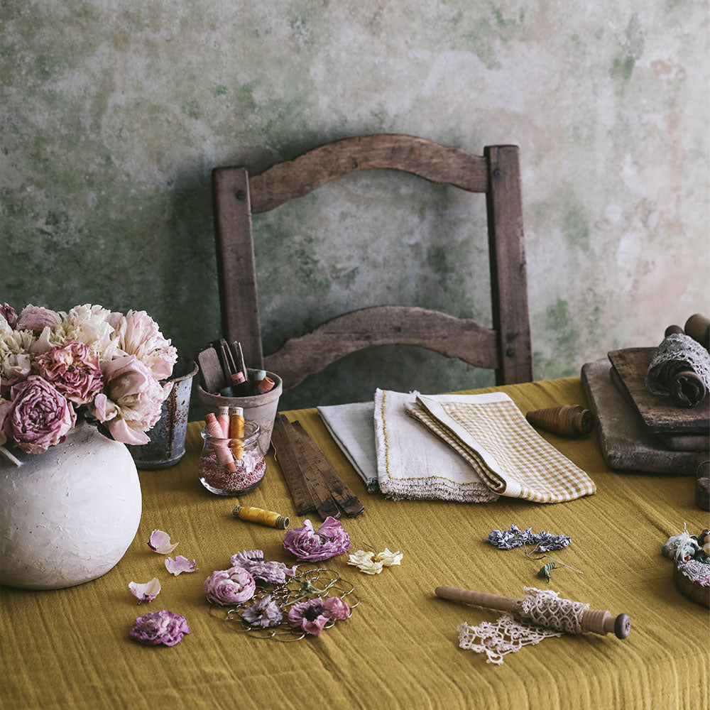 Cotton & Linen Ochre Tablecloth