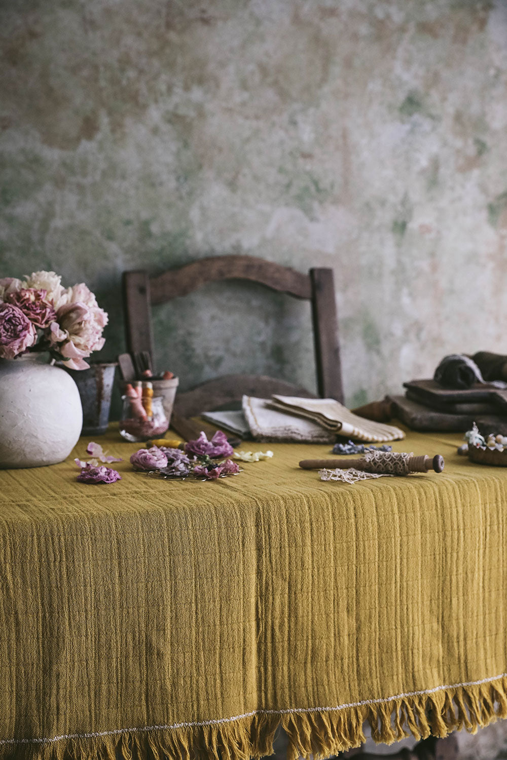 Cotton & Linen Ochre Tablecloth