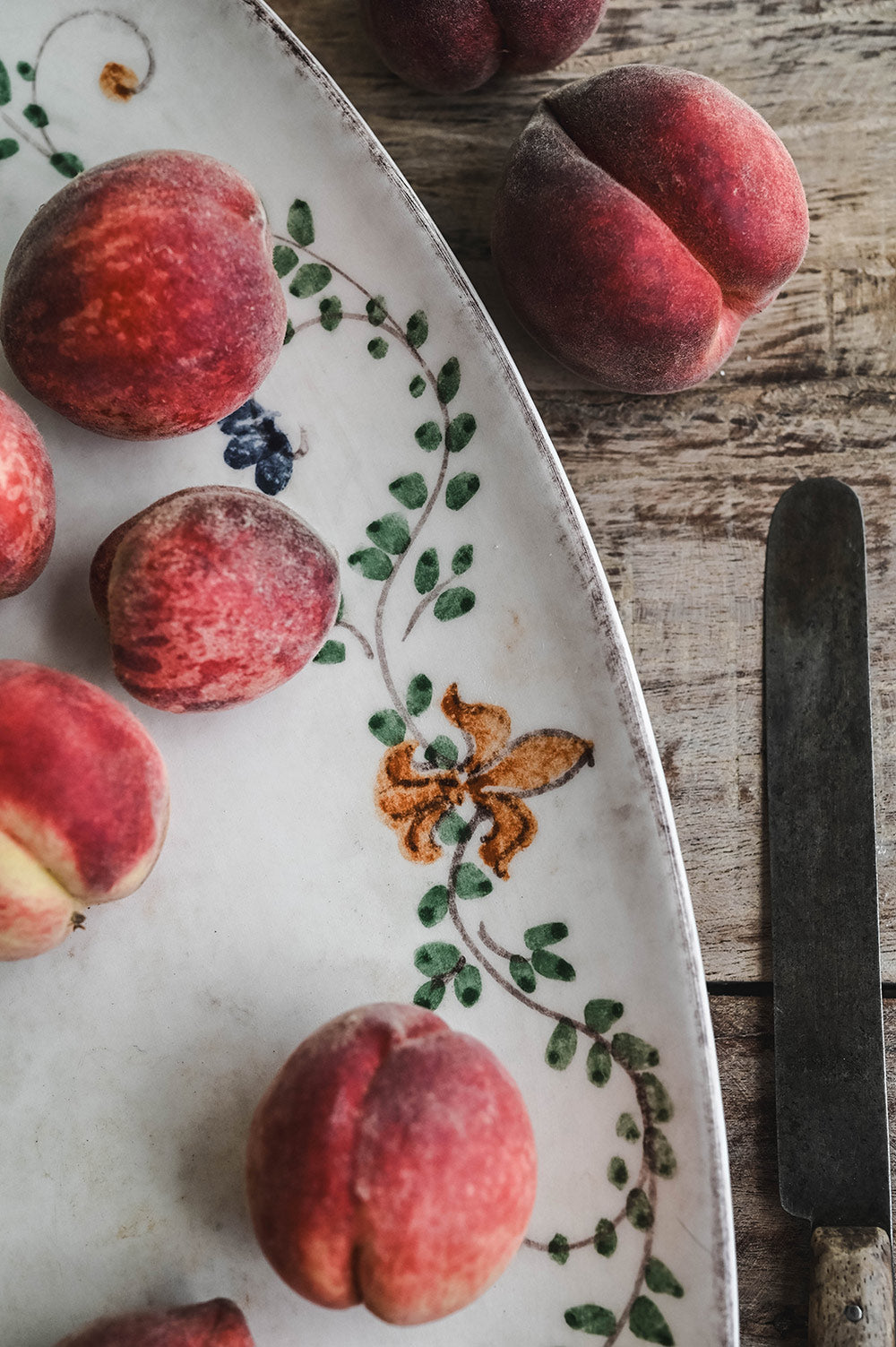 Hand-Painted Oval Ceramic Vine Platter