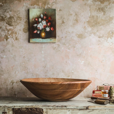 Oversized Mahogany Wooden Bowl