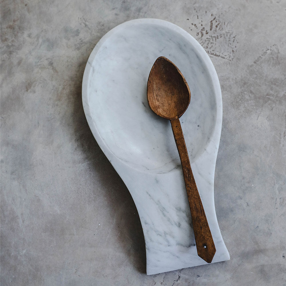 Oversized Marble Spoon Rest - Light