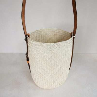 Handwoven Palm Leaf Bucket Tote