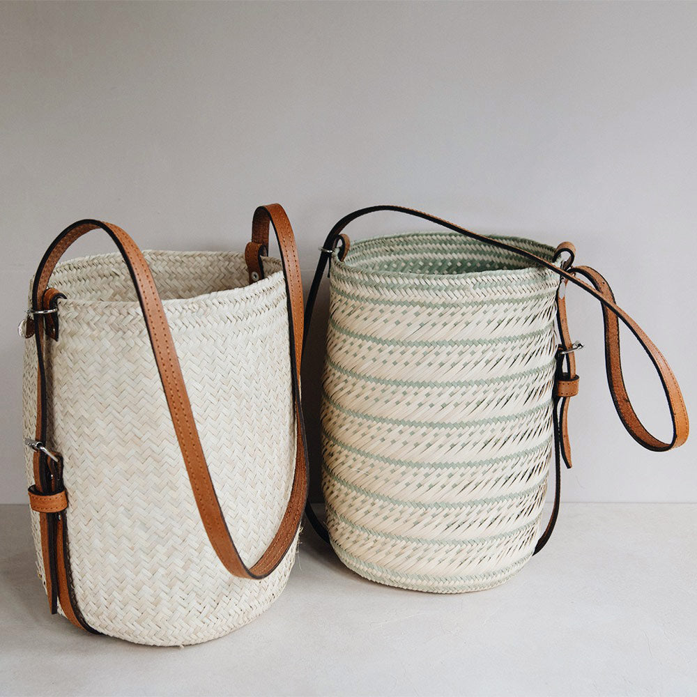 Handwoven Palm Leaf Bucket Tote