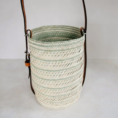 Handwoven Pattern Palm Leaf Bucket Tote