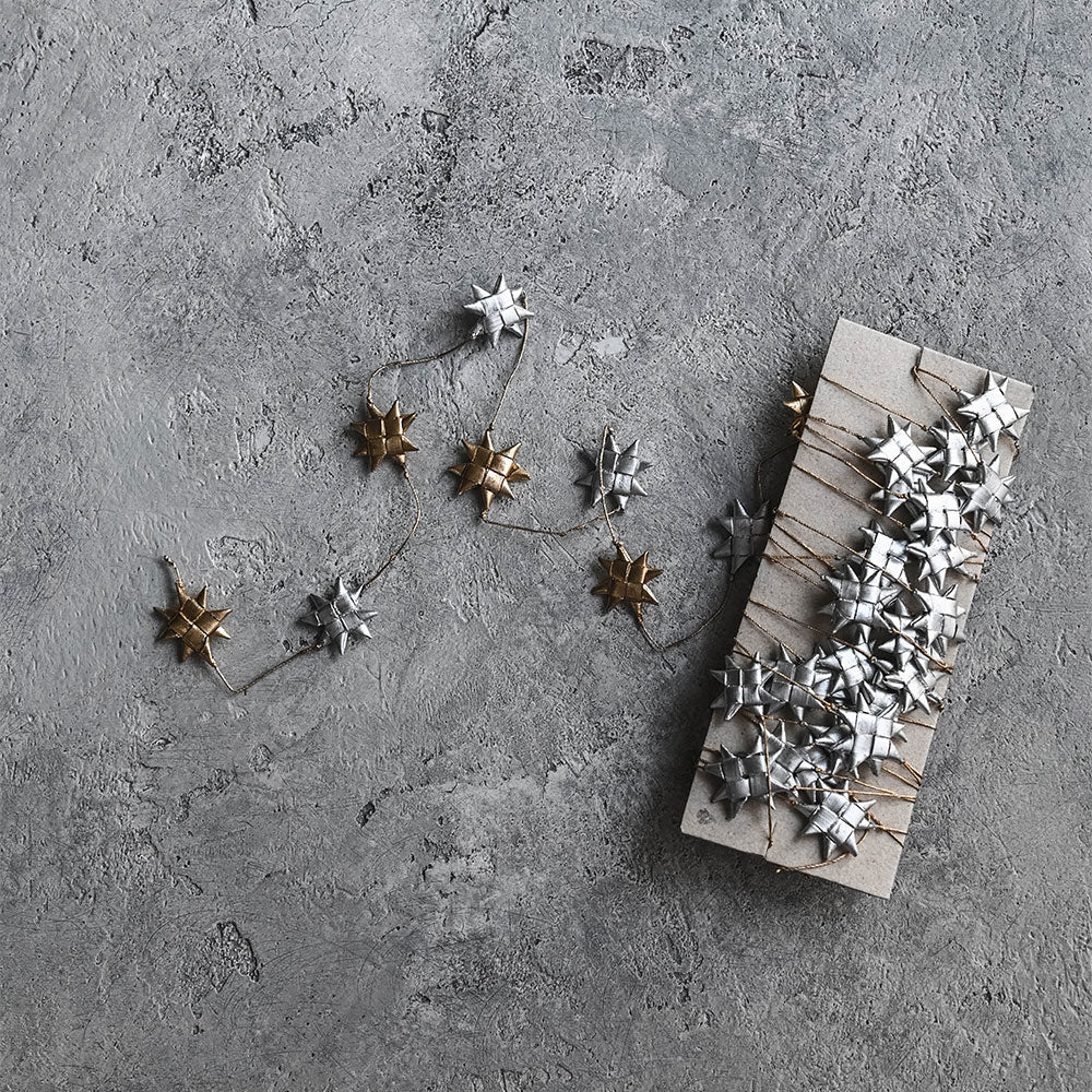 Palm Leaf Star Garland - Gold & Silver