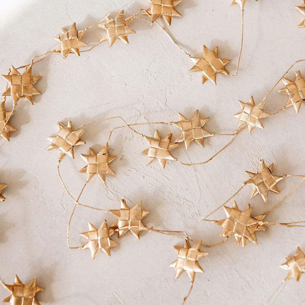 Palm Leaf Star Garland - Gold