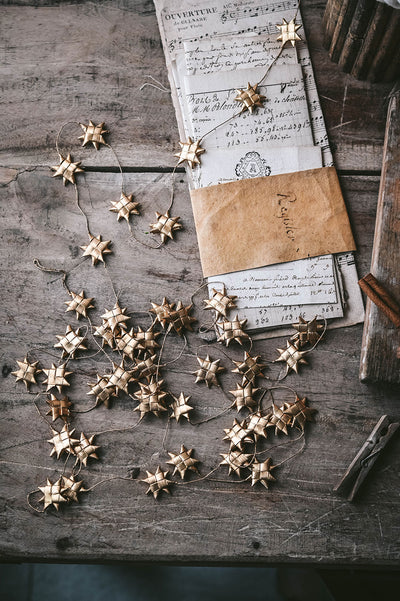 Palm Leaf Star Garland - Gold
