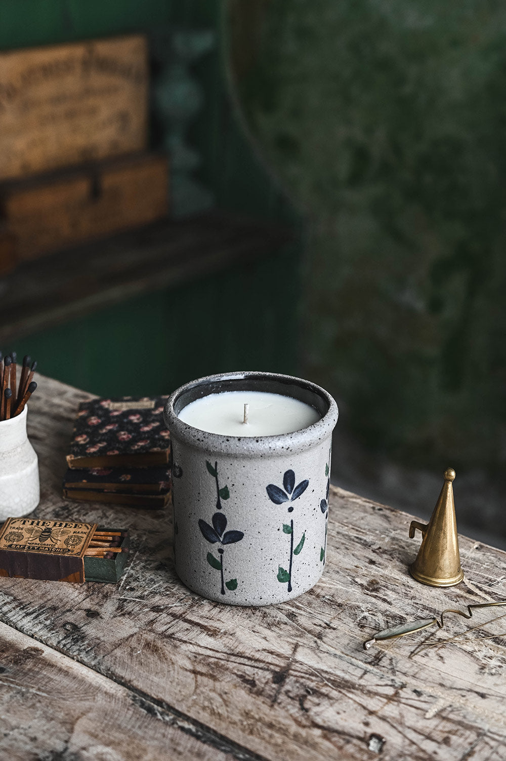 Ceramic Bloom Candle Crock