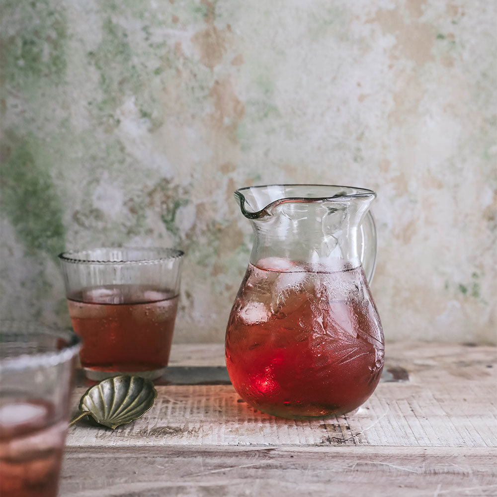 Petite Etched Artisan Glass Pitcher