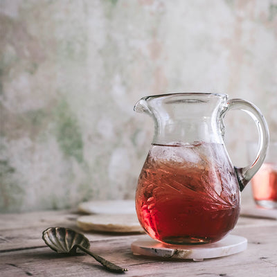 Petite Etched Artisan Glass Pitcher