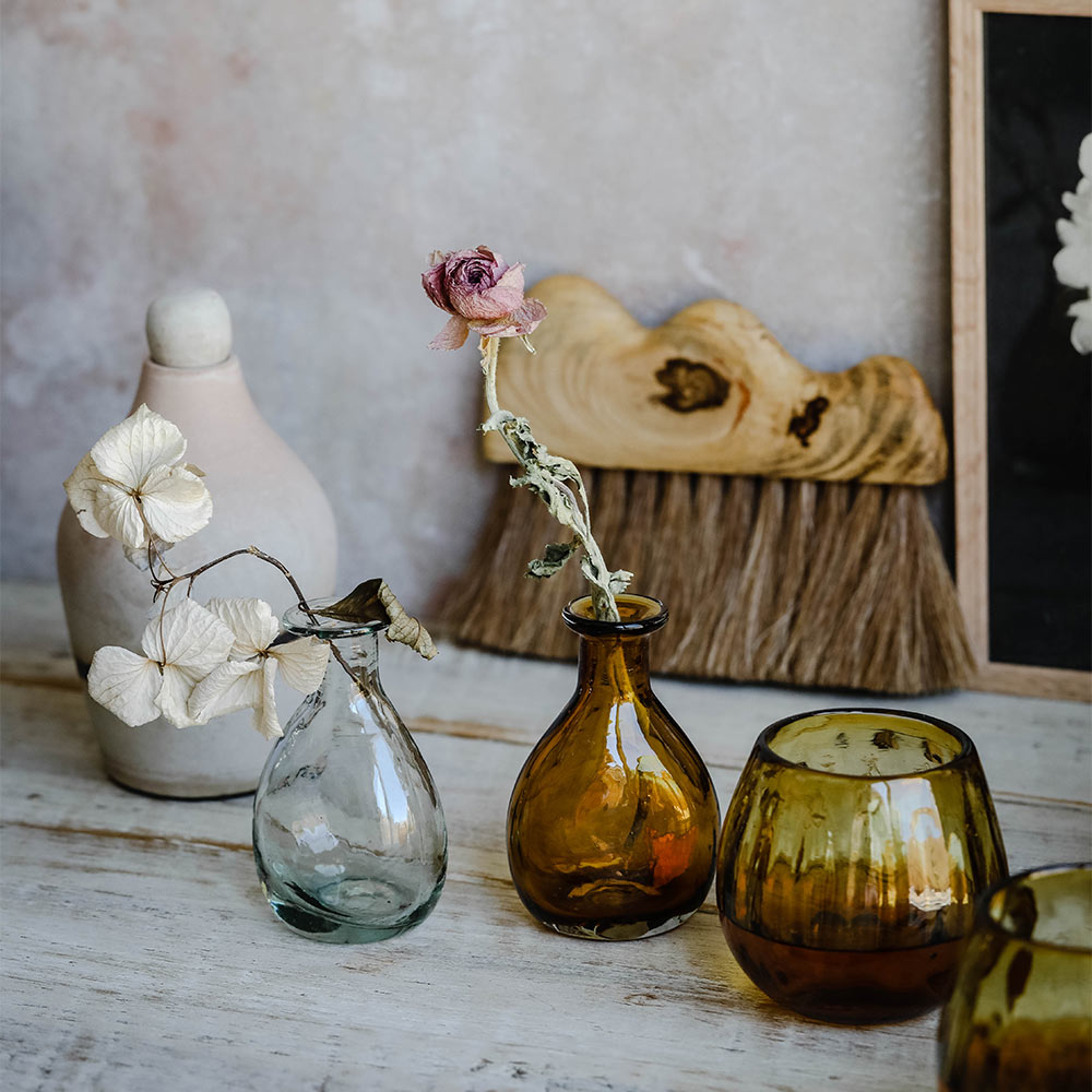 Petite Handblown Glass Bud Vase - Amber