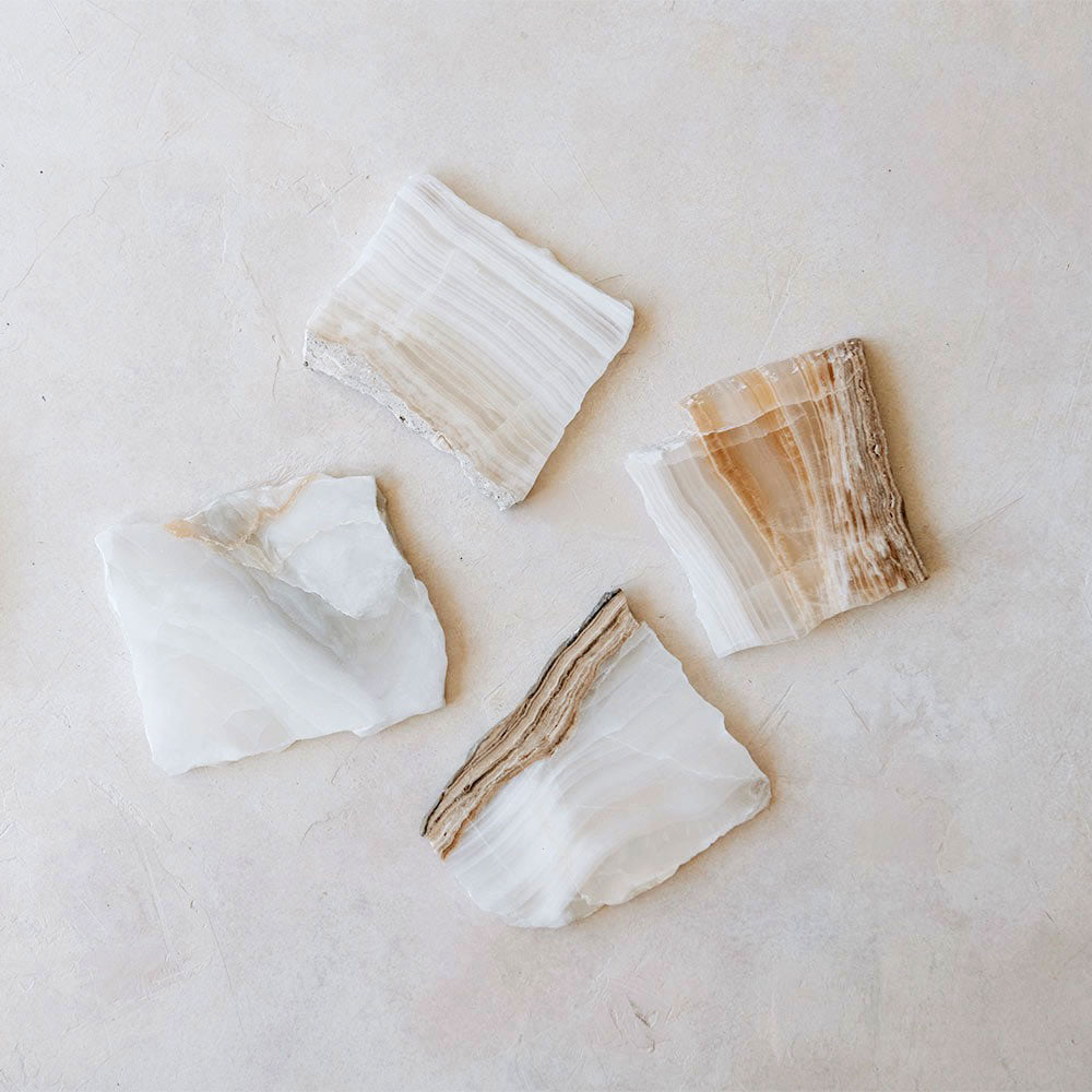 Raw Edge Onyx Coaster Set