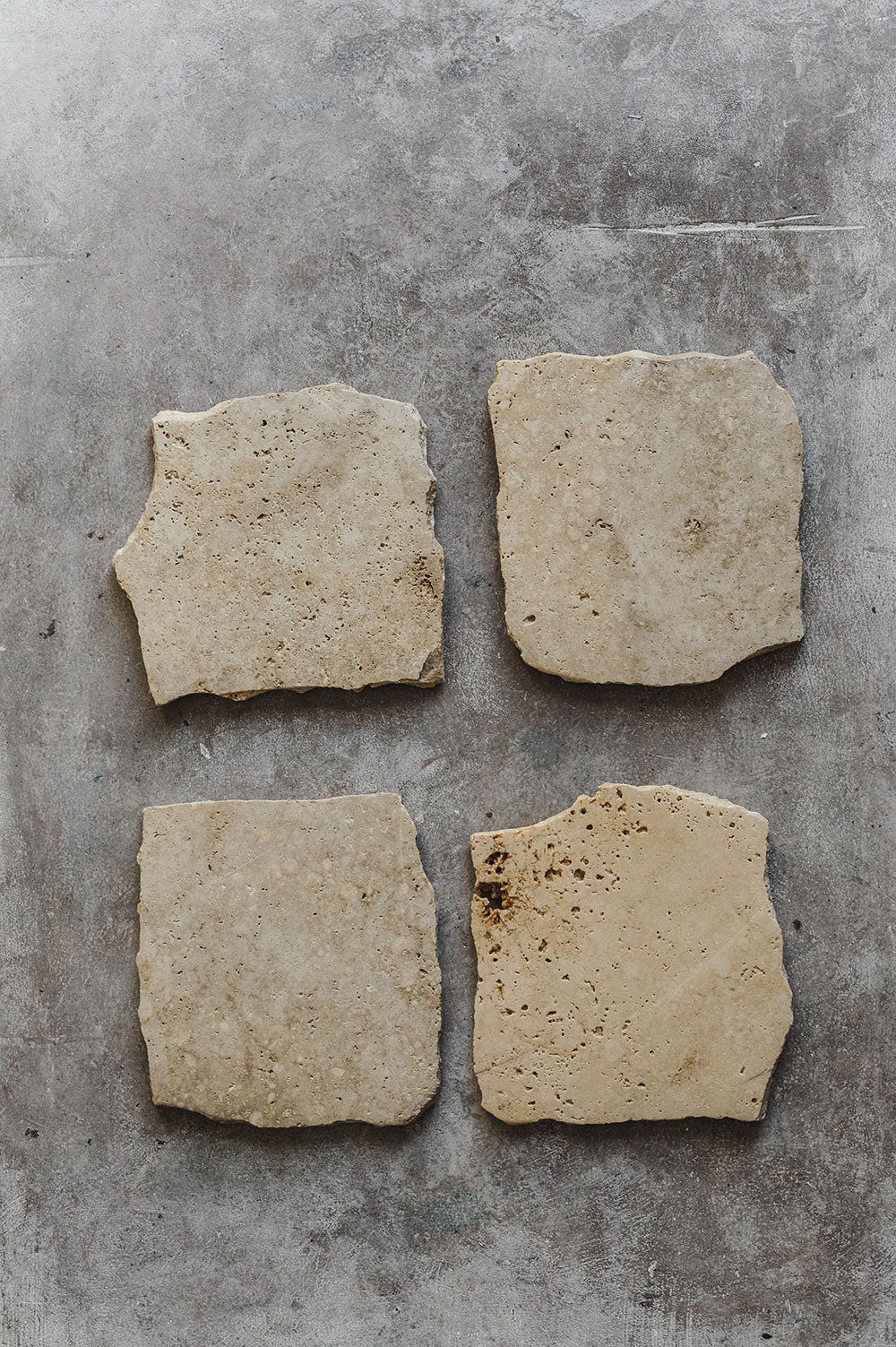 Raw Edge Travertine Coaster Set