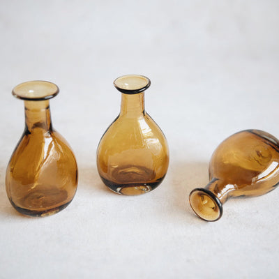 Petite Handblown Glass Bud Vase - Amber