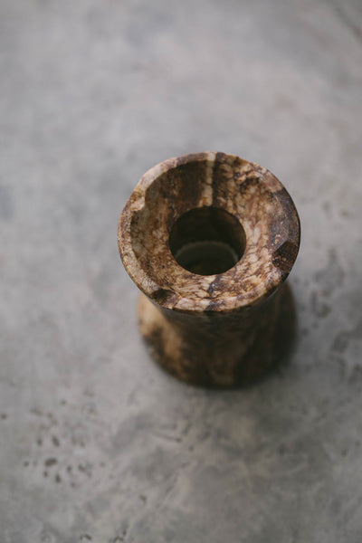 Red Travertine Candle Holder