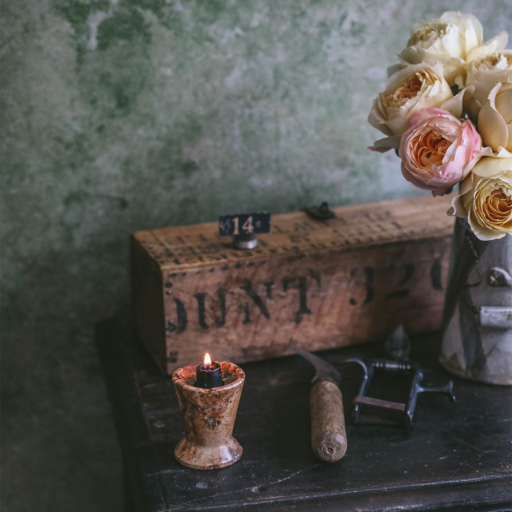 Red Travertine Candle Holder