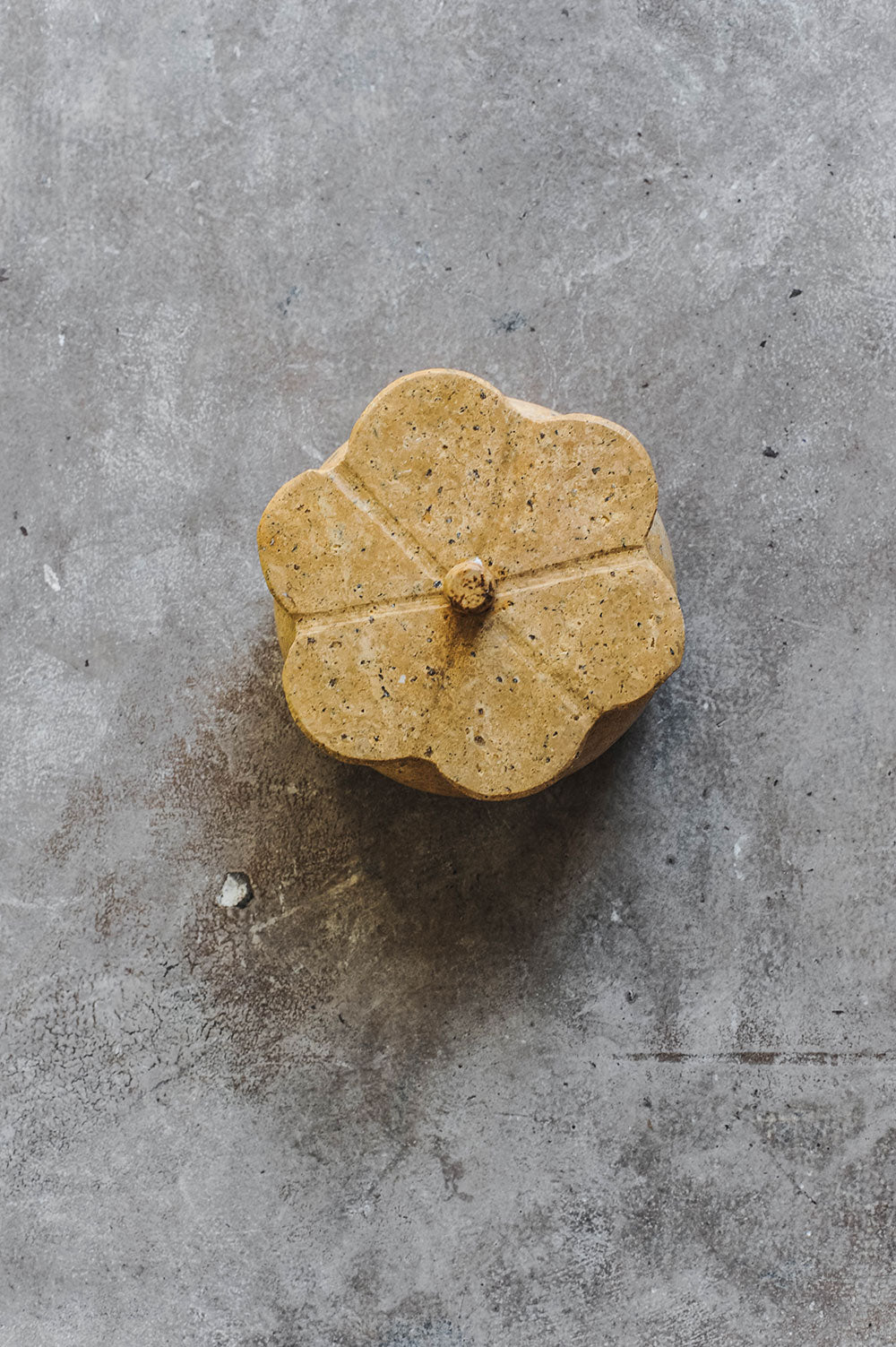 Lidded Red Travertine Petal Box