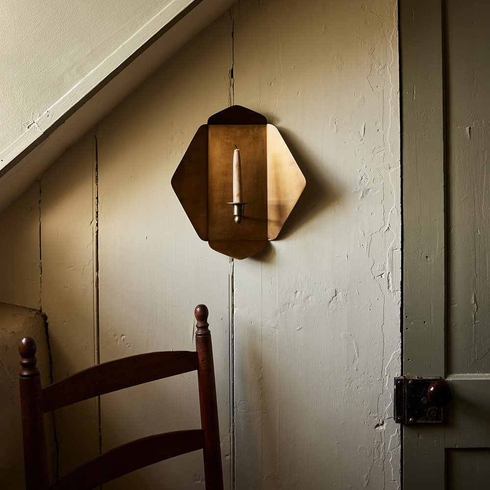 Brass-plated Candle Sconce