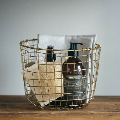 Round Brass Wire Storage Basket