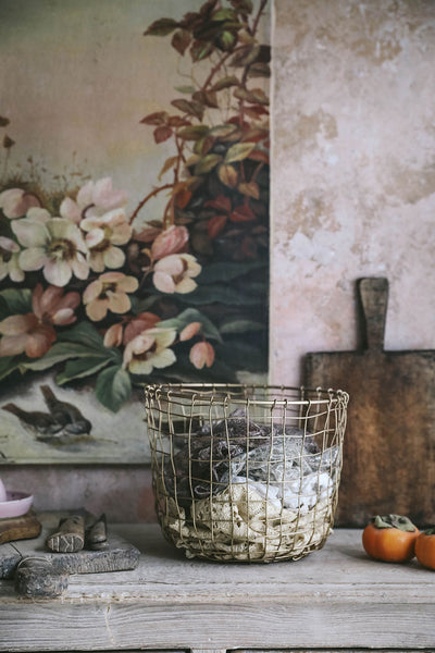 Round Brass Wire Storage Basket