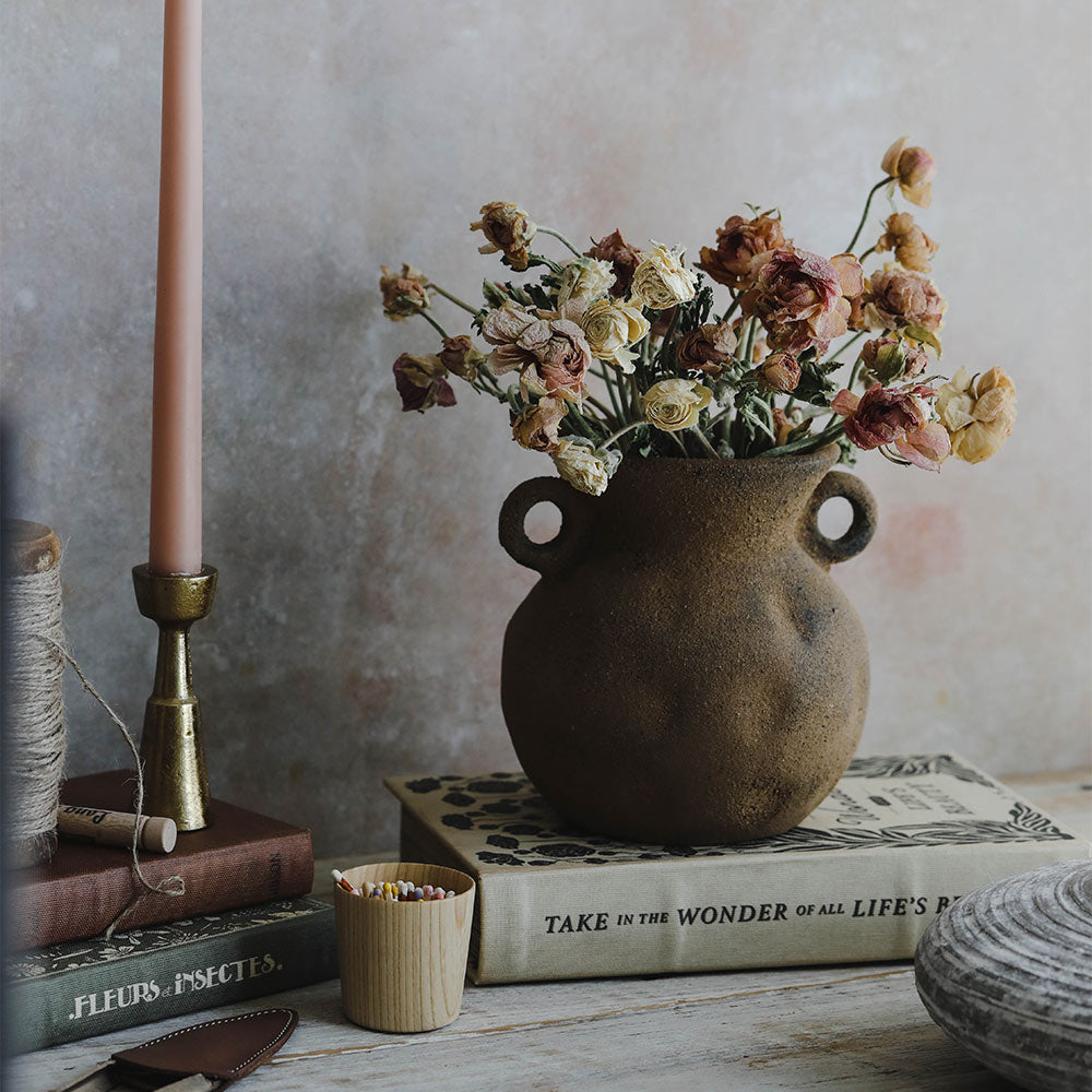 Rustic Clay Vase - Dark