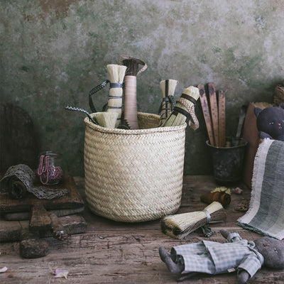 Handwoven Palm Basket - Round Base