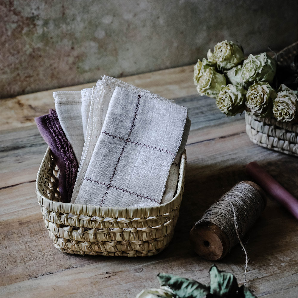 Open Weave Palm Leaf Table Basket