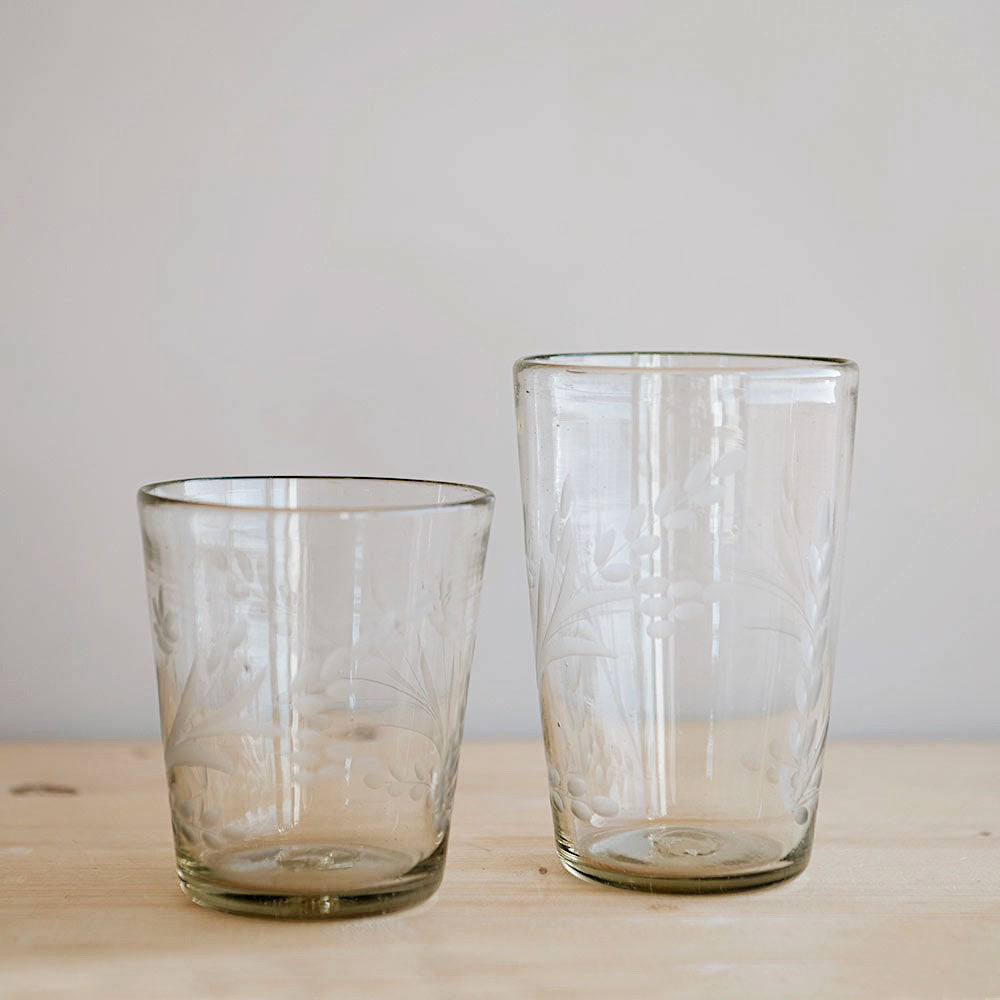 Hand-etched Stackable Floral Tumbler