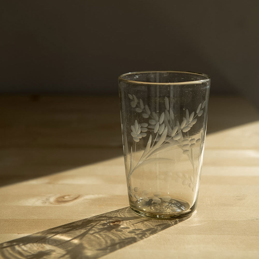 Hand-etched Stackable Floral Tumbler