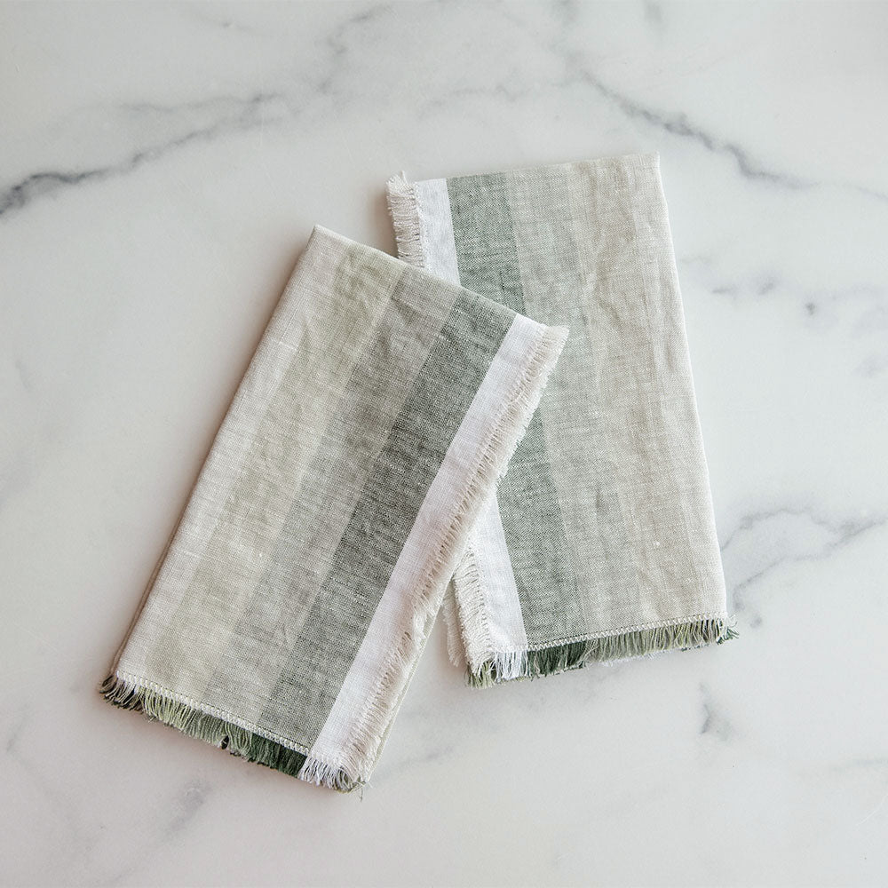 Green Stripe Napkin Set