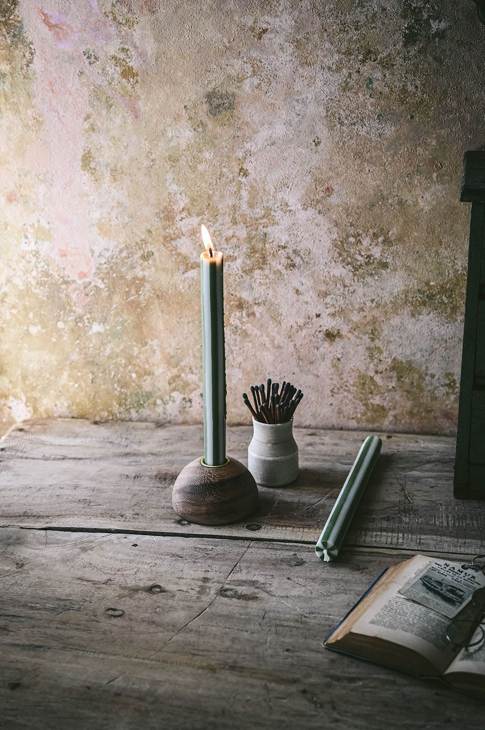 Striped Taper Candle Set