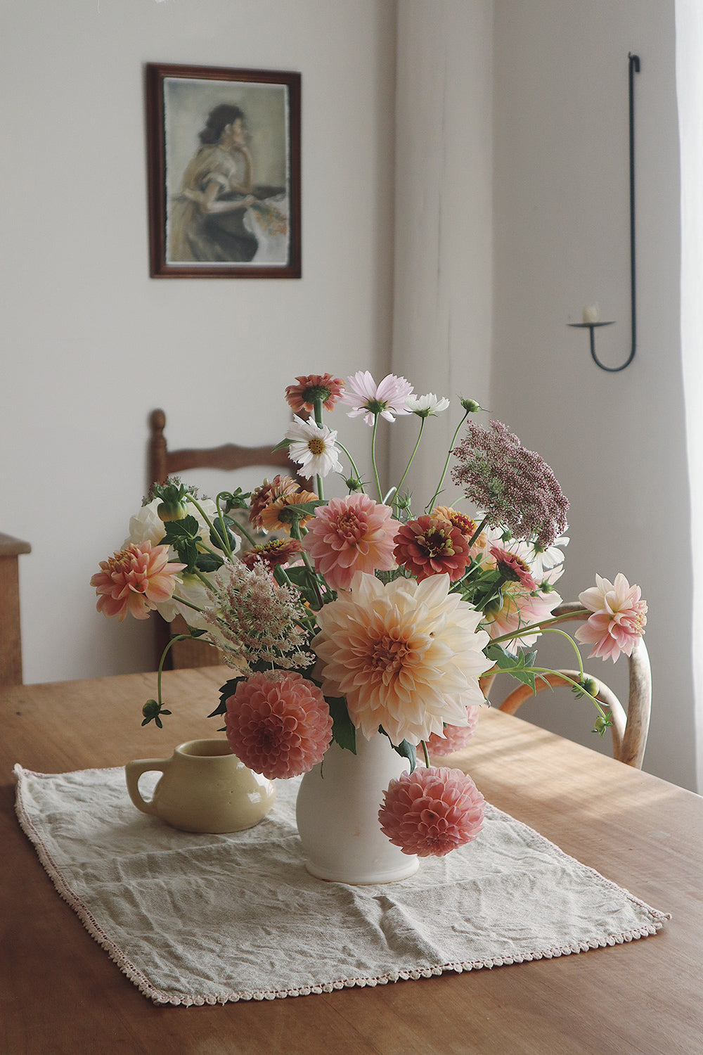 Heavyweight Table Linens with Lace Detail - Natural