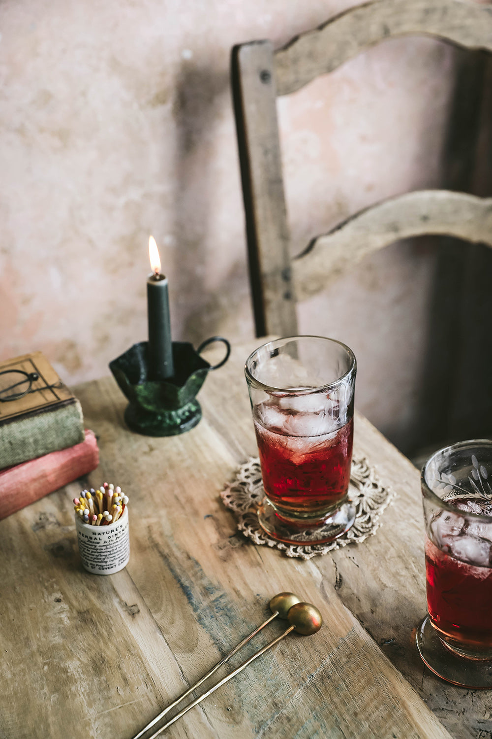 Tall Hand-etched Footed Floral Glassware