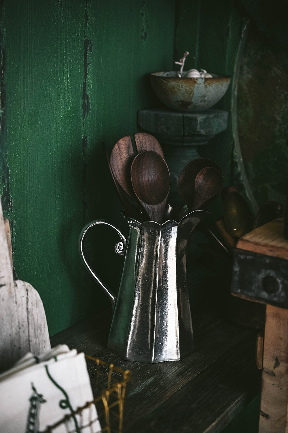 Handcrafted Tall Pewter Pitcher Vase