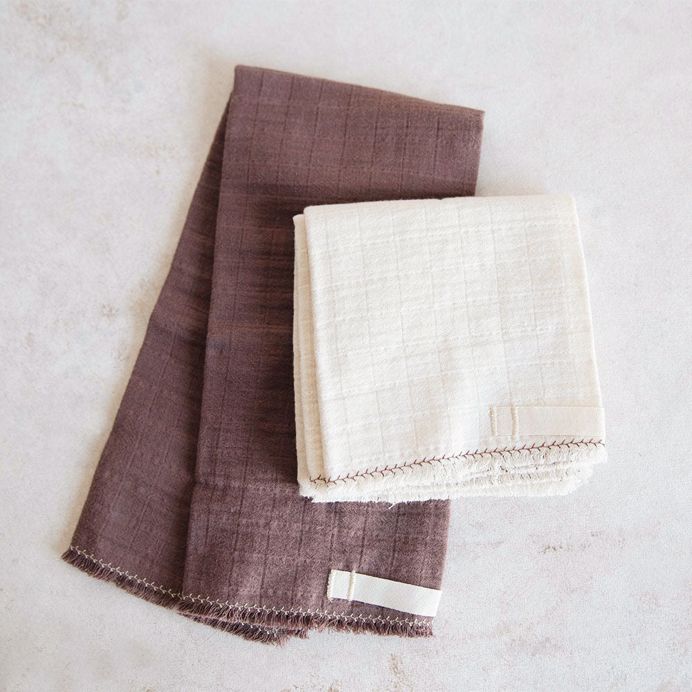 Gauze Tea Towel Set - Plum