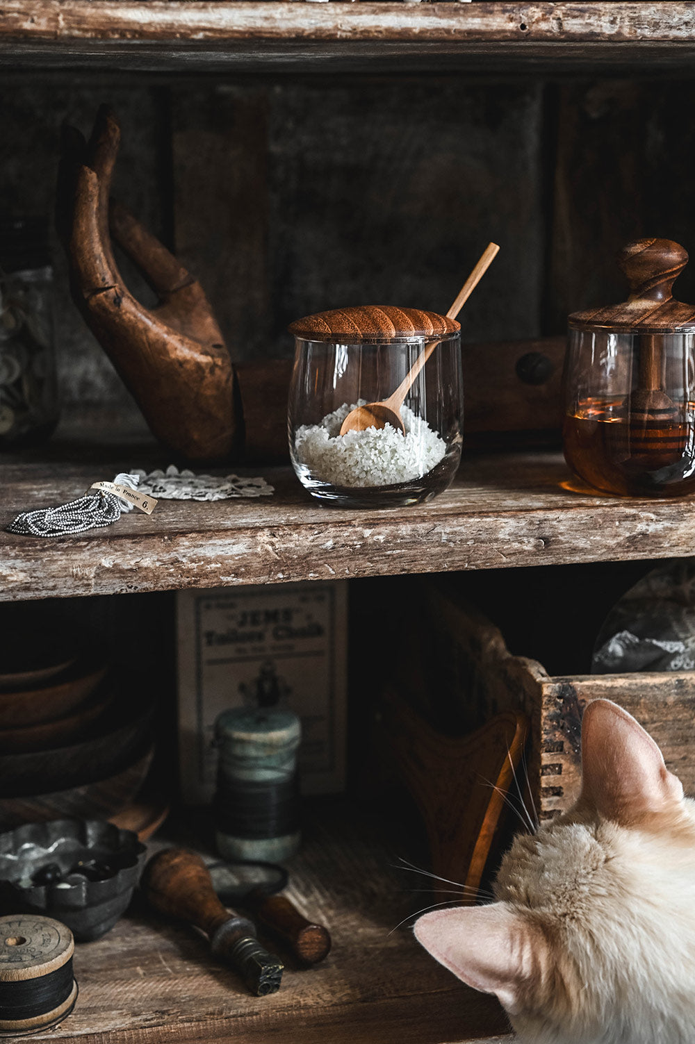 Teak & Glass Mini Spice Jar