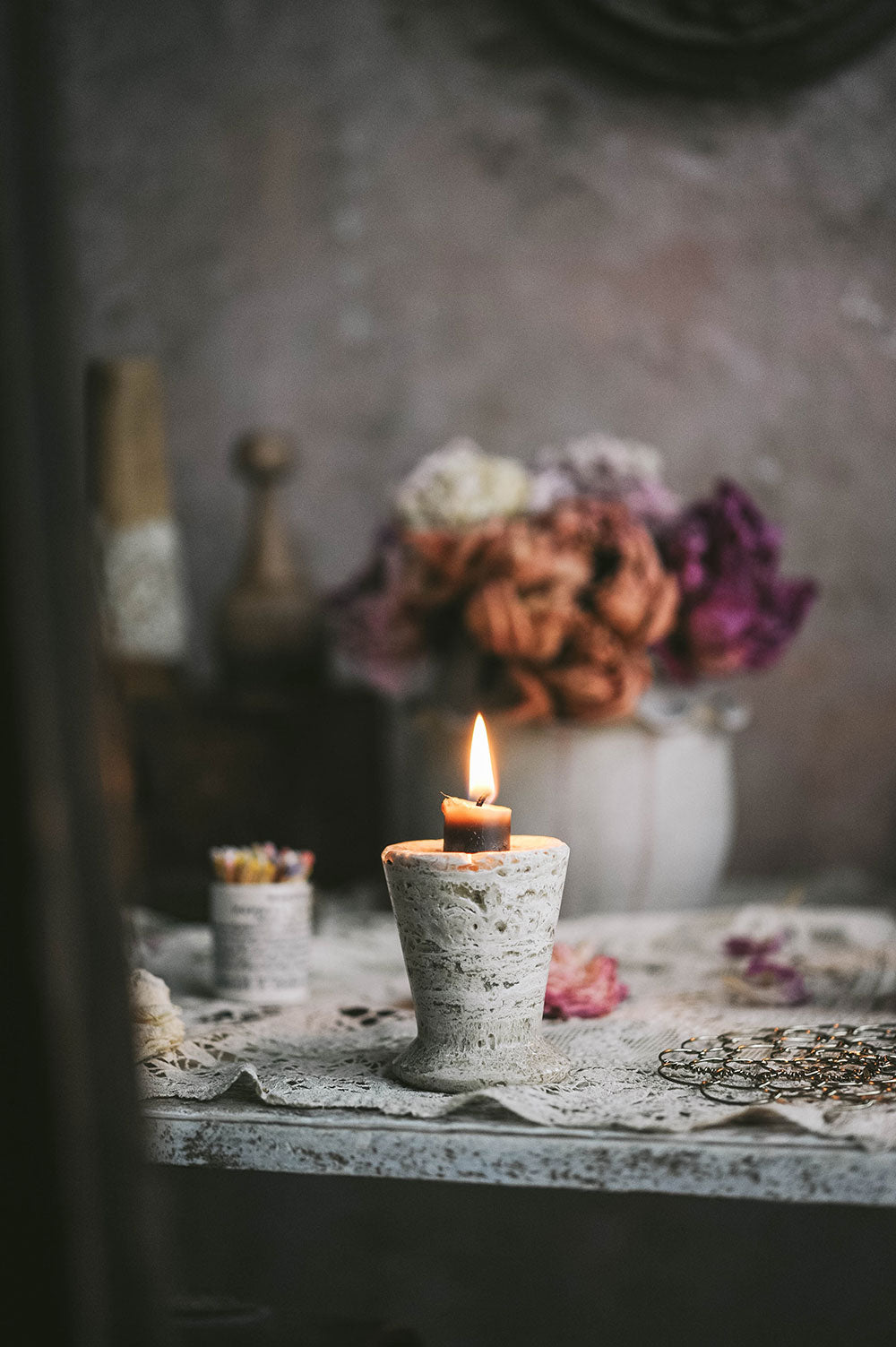 Travertine Candle Holder