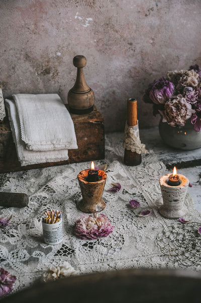 Travertine Candle Holder