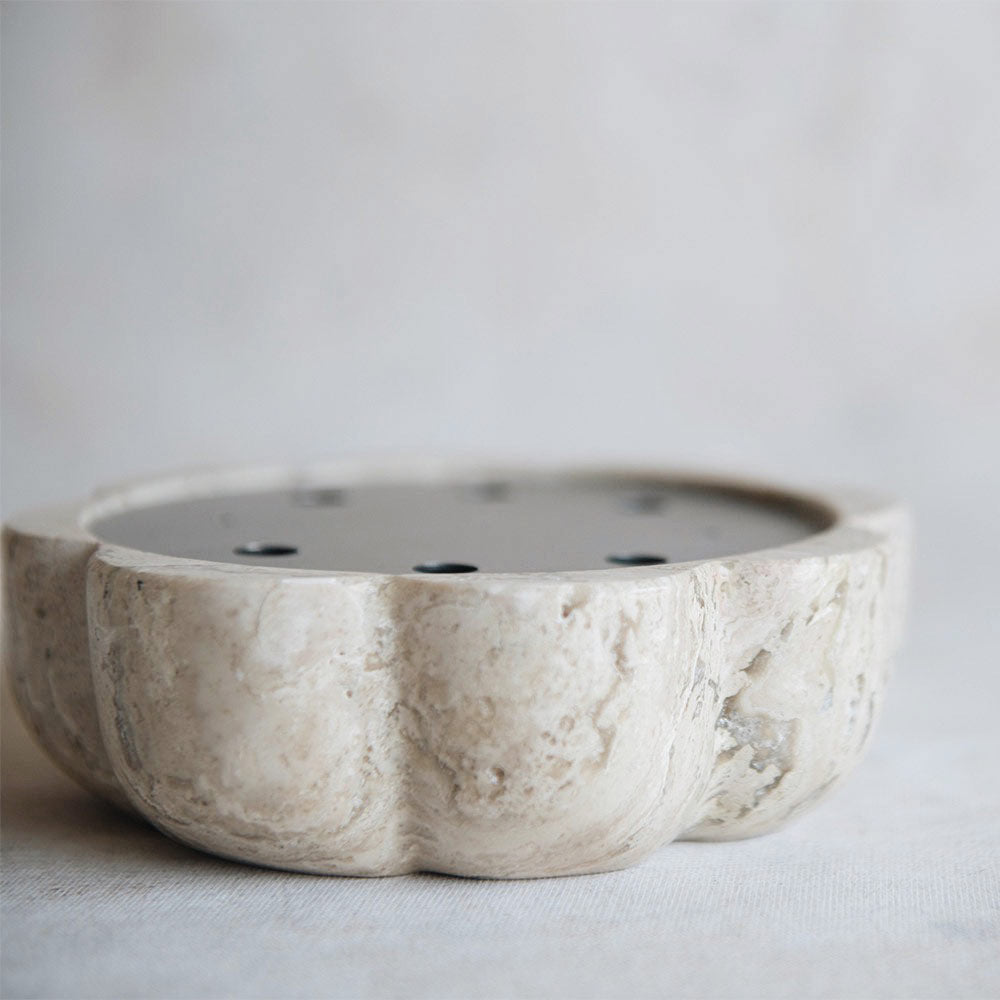 Scalloped Travertine Incense Holder